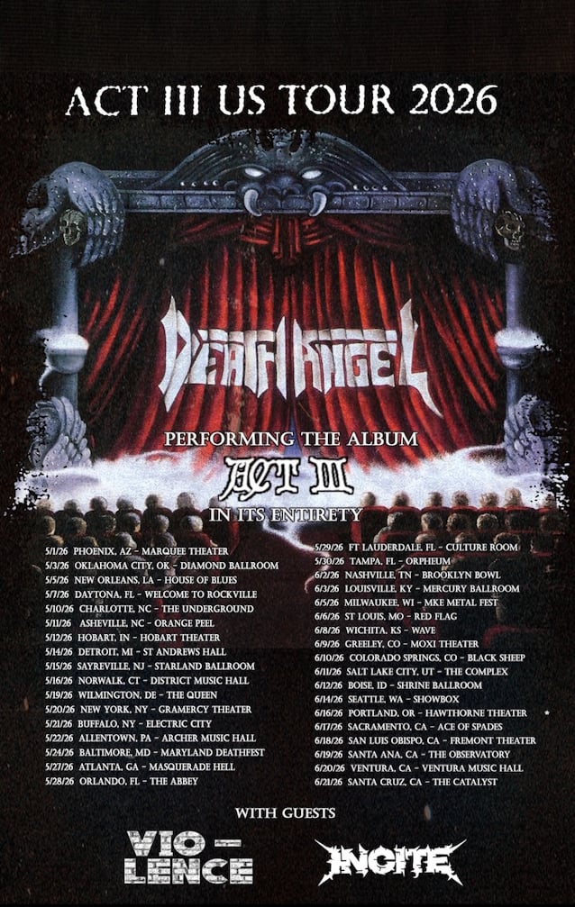 Death Angel — Act III 35th Anniversary Tour 2026 promo