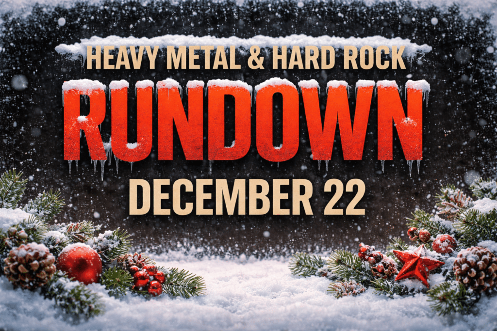 Festive picture with text "heavy metal & hard rock rundown December 22"
